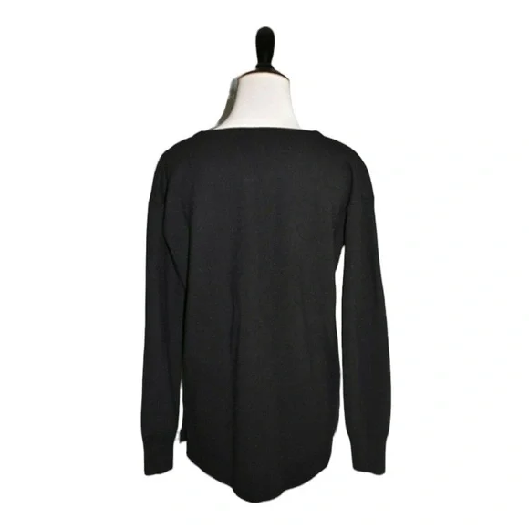 J.Crew 100% Merino Wool Leather Pocket Tunic Sweater Black Longline Style 02624 - Picture 9 of 16